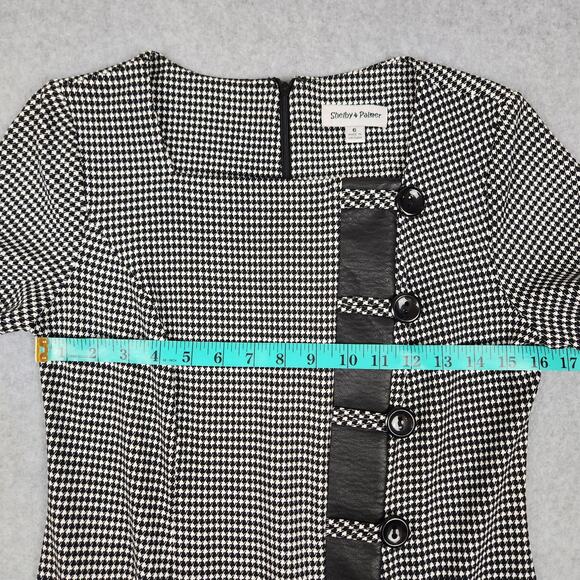 Shelby & Palmer Dress Size 8 Houndstooth Asymmetrical Faux Buttons - Picture 7 of 10
